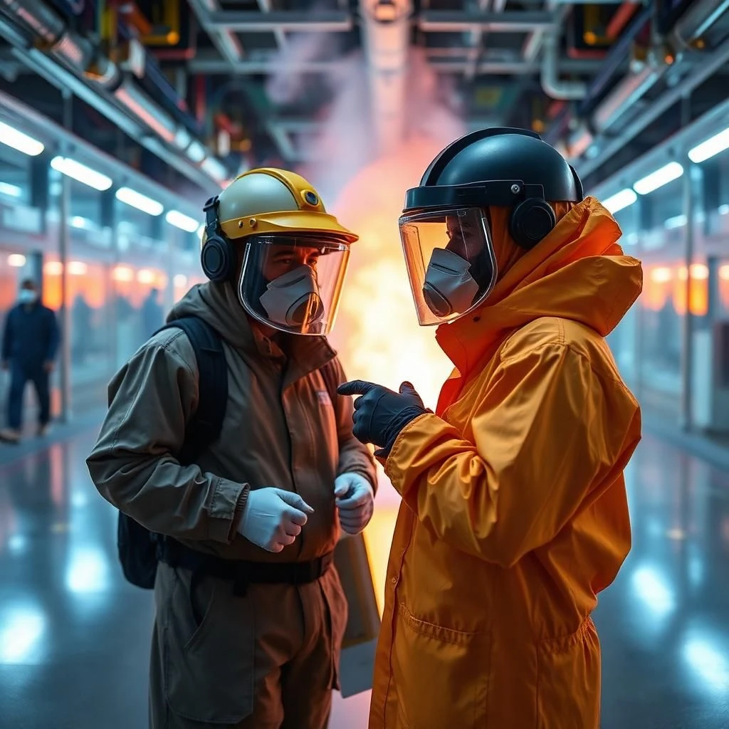 Make visitors wear protective equipment to protect them from chemical