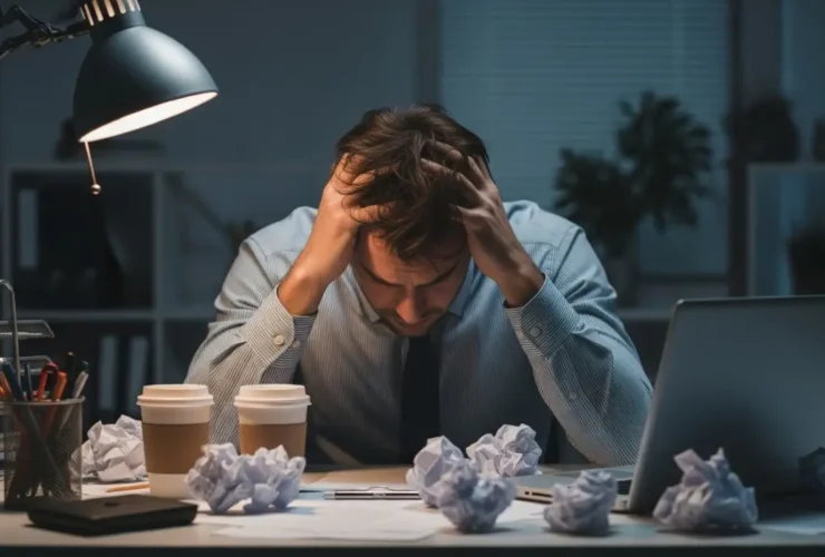 Office worker experiencing workplace stress