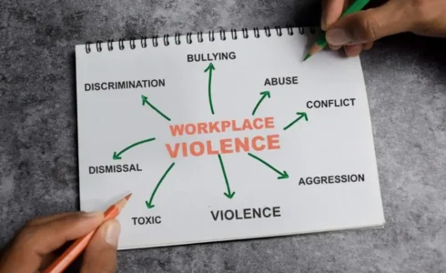 Employees learning OSHA workplace violence prevention and workplace safety practices